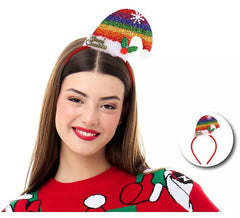 Diadema de Gorro Navideño Arcoíris