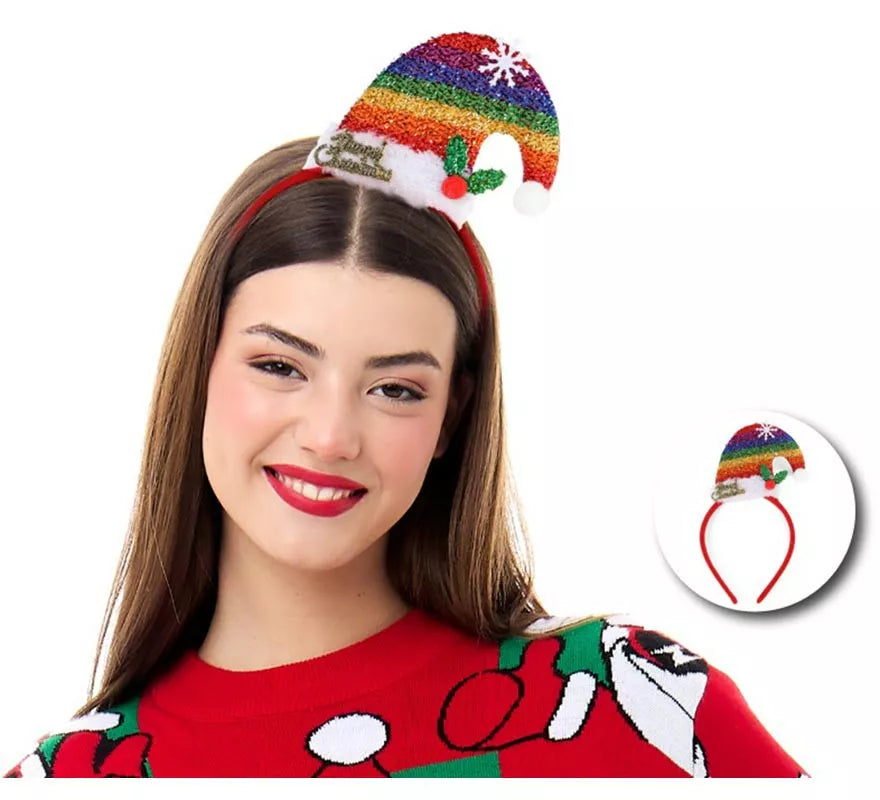 Translation missing: es.Diadema de Gorro Navideño Arcoíris