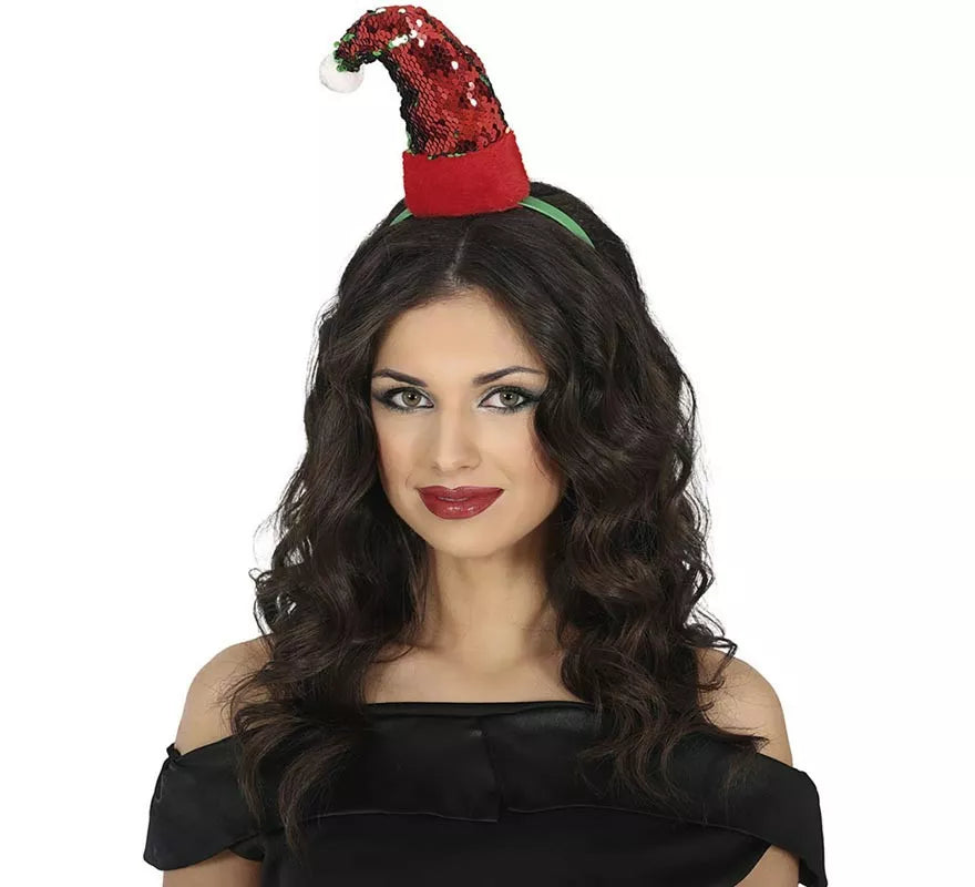 Translation missing: es.Diadema de Gorro Papá o Mamá Noel con lentejuelas