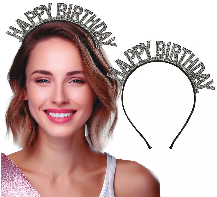 Translation missing: es.Diadema de 'Happy Birthday' plateada