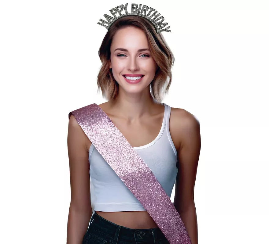 Translation missing: es.Diadema de 'Happy Birthday' plateada