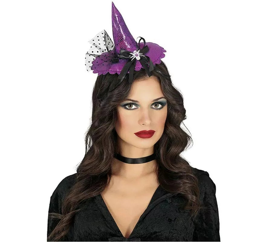 Translation missing: es.Diadema de Mini Sombrero Bruja lila