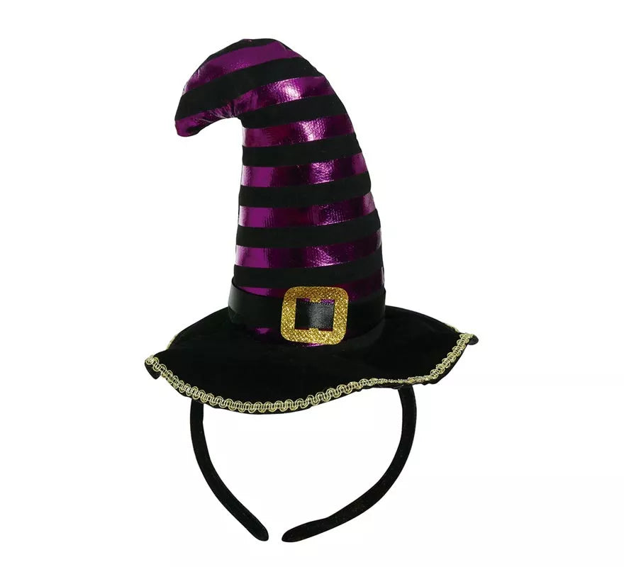 Translation missing: es.Diadema de Mini Sombrero de Bruja Negro/Lila