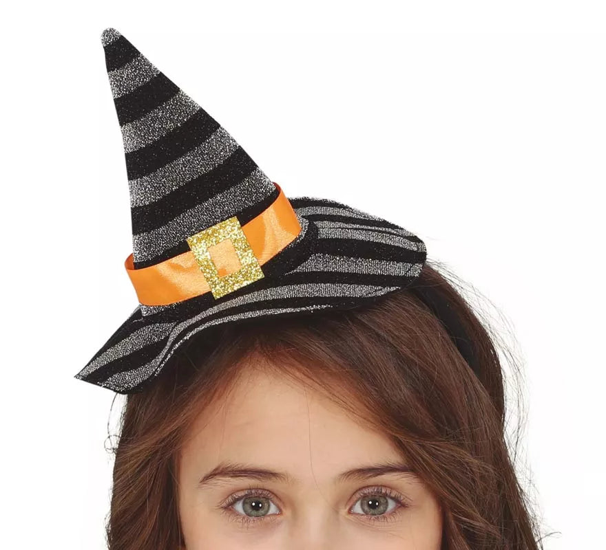 Translation missing: es.Diadema de Mini Sombrero de Bruja Plata/Negro