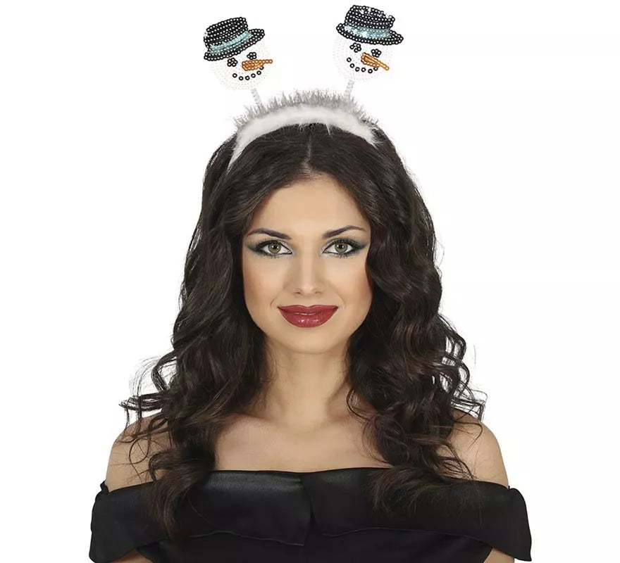 Diadema de Muñeco de nieve con lentejuelas