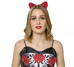 Diadema de Orejas Catrina Rosas rojas
