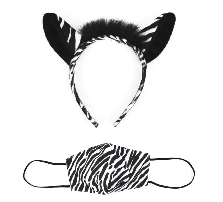 Translation missing: es.Diadema de Orejas Cebra con mascarilla