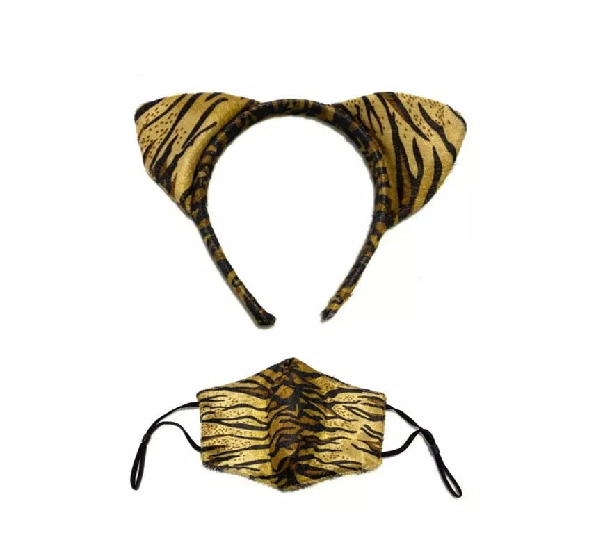 Translation missing: es.Diadema de Orejas Tigre con mascarilla