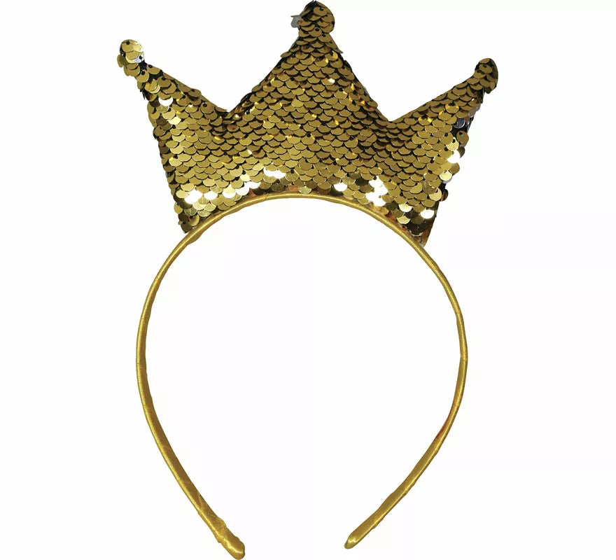 Diadema de Princesa con lentejuelas doradas adulto