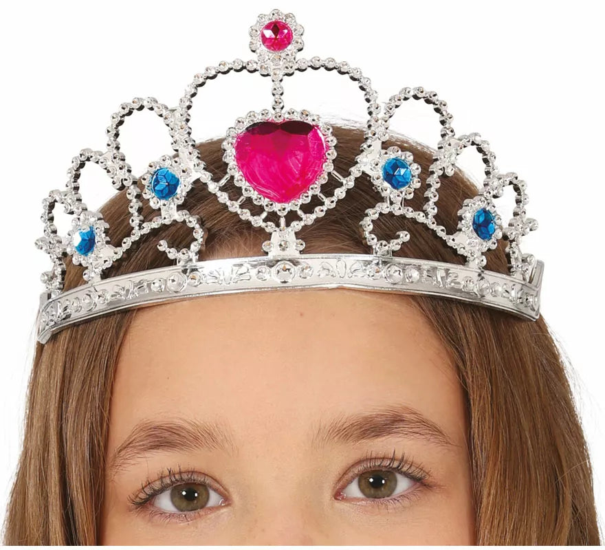 Translation missing: es.Diadema de Princesa plateada con corazón rosa