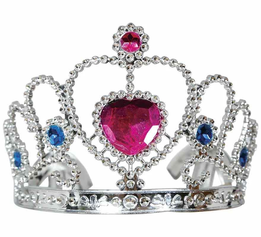 Translation missing: es.Diadema de Princesa plateada con corazón rosa