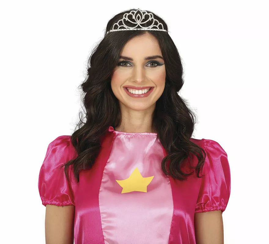 Diadema de Princesa real plateada metálica adulto