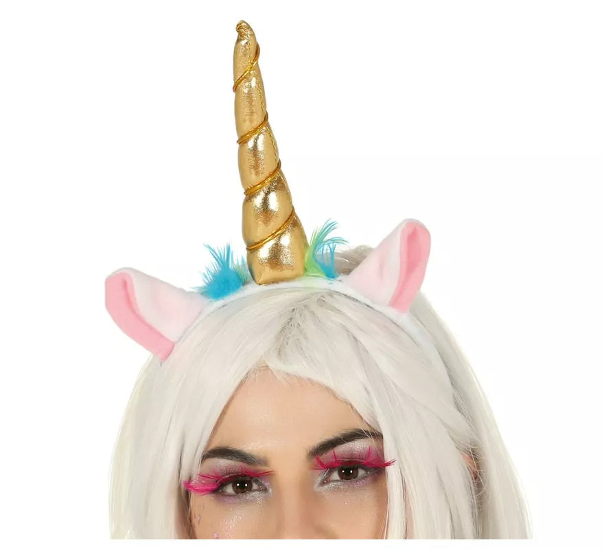 Translation missing: es.Diadema de Unicornio con Cuerno y Orejas Dorada