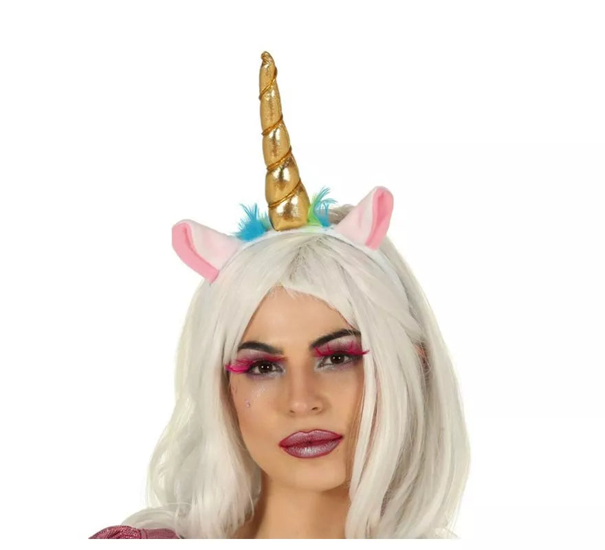 Translation missing: es.Diadema de Unicornio con Cuerno y Orejas Dorada