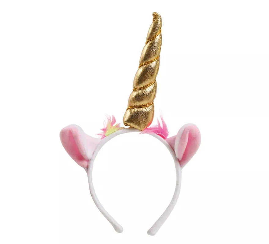 Translation missing: es.Diadema de Unicornio con Cuerno y Orejas Dorada
