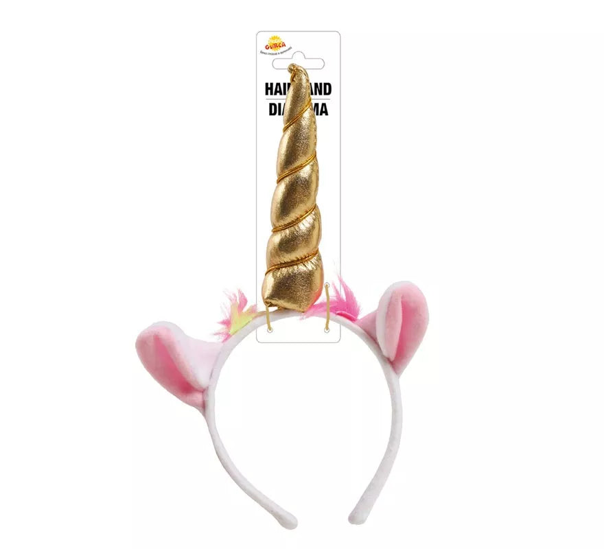 Translation missing: es.Diadema de Unicornio con Cuerno y Orejas Dorada