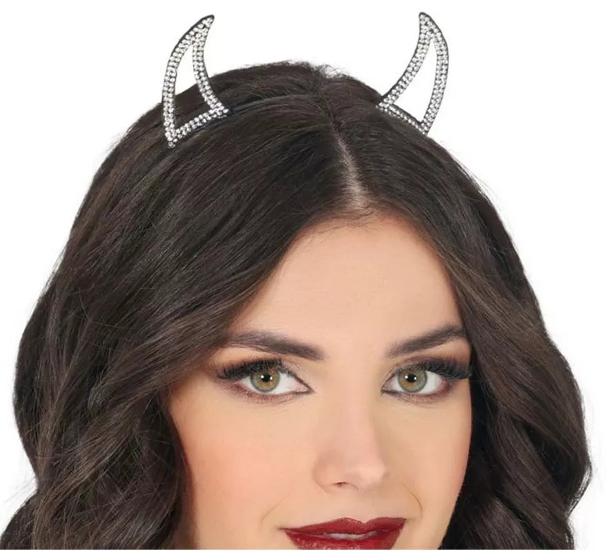 Translation missing: es.Diadema Demonio plata Brillante