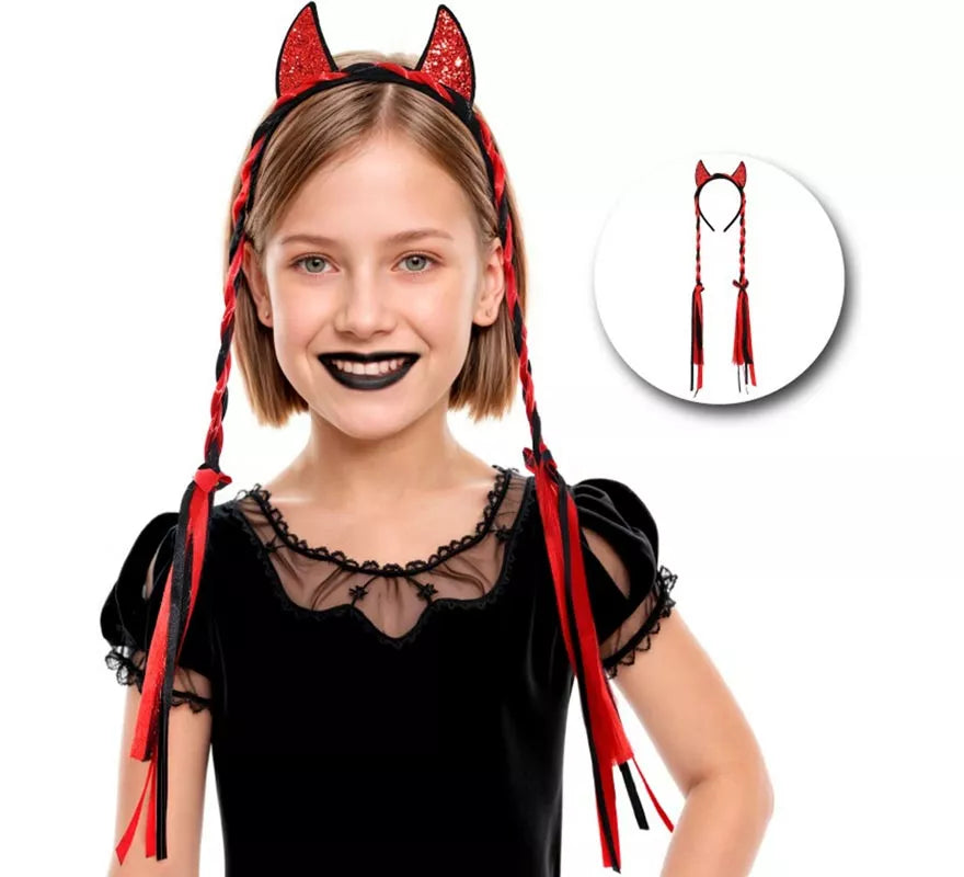 Translation missing: es.Diadema Diablesa con Dos Trenzas Infantil