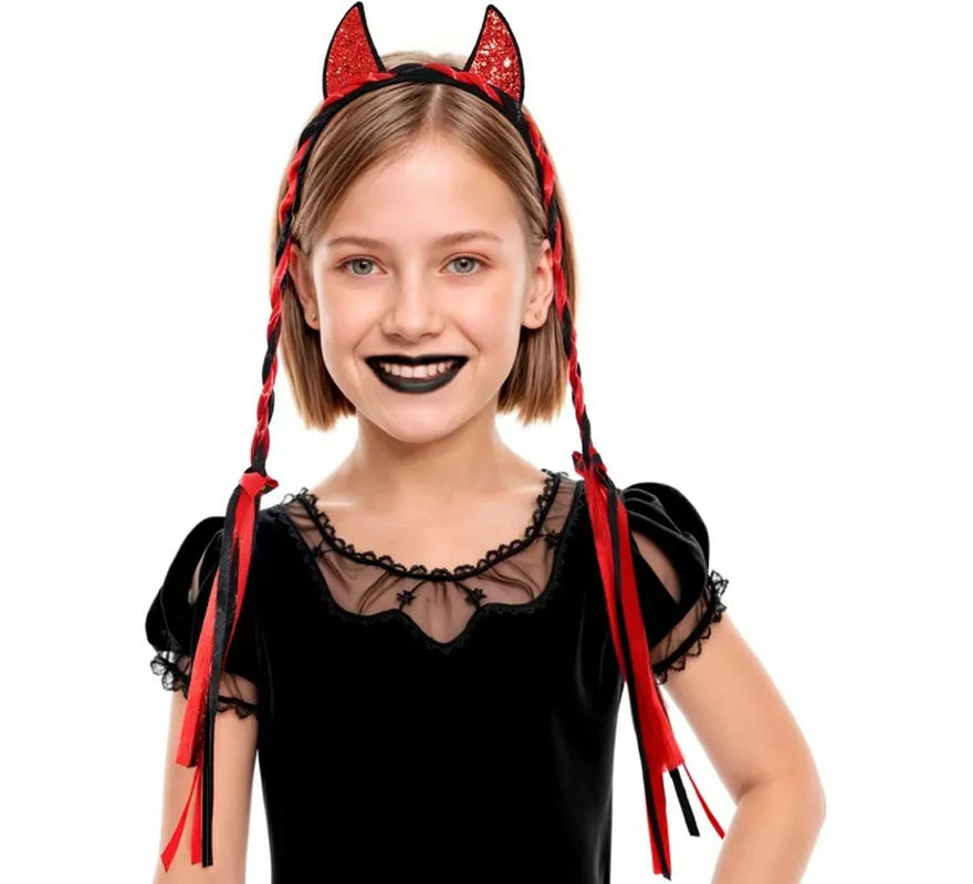 Translation missing: es.Diadema Diablesa con Dos Trenzas Infantil