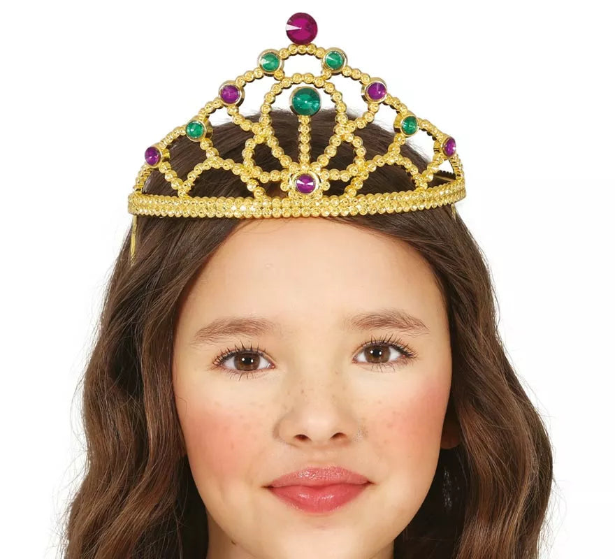 Translation missing: es.Diadema dorada con Piedras multicolores infantil