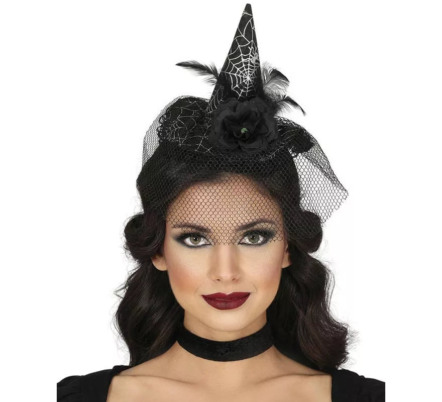 Translation missing: es.Diadema Gorrito Bruja con Velo
