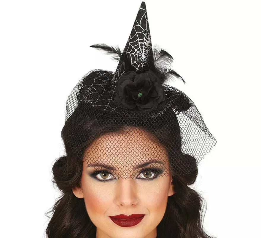 Translation missing: es.Diadema Gorrito Bruja con Velo