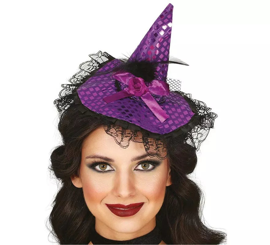 Translation missing: es.Diadema Gorrito Bruja lila