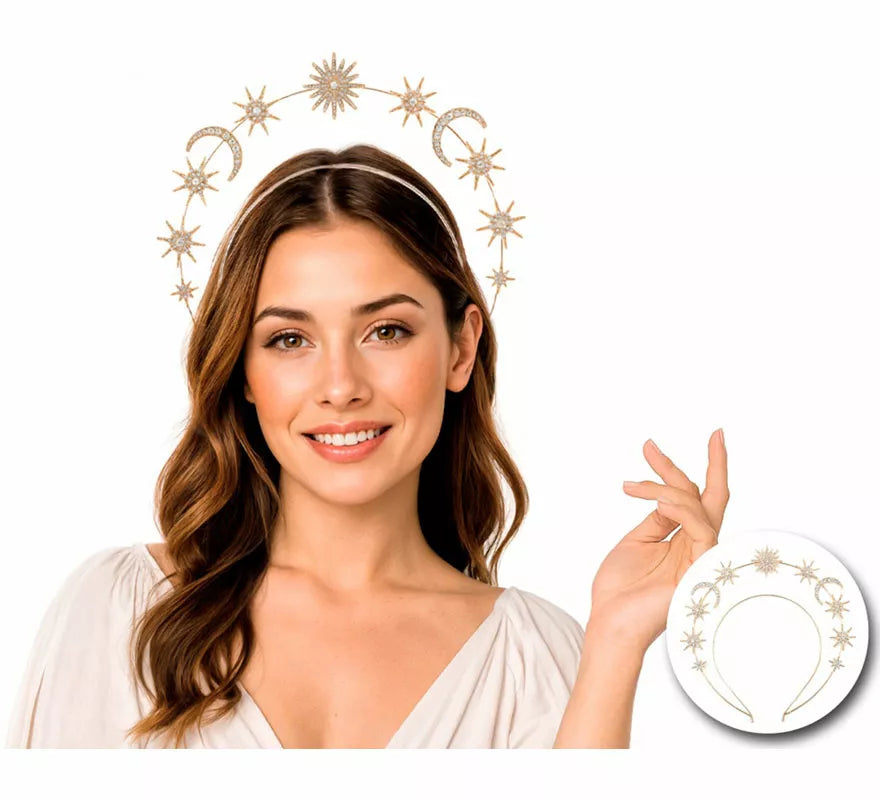 Translation missing: es.Diadema Halo de Diosa con Estrellas y Lunas