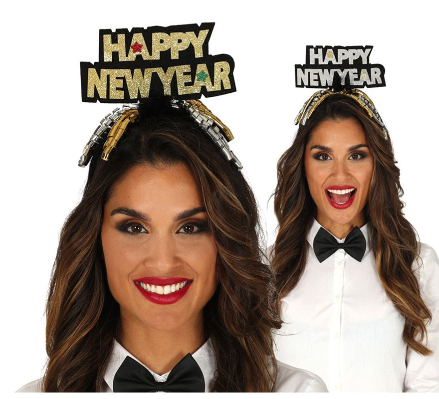 Diadema 'Happy New Year' Plata y Oro Surtidos