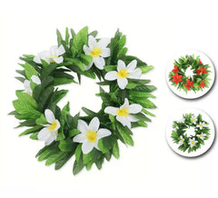 Diadema Hawaii hojas y flores en colores surtidos