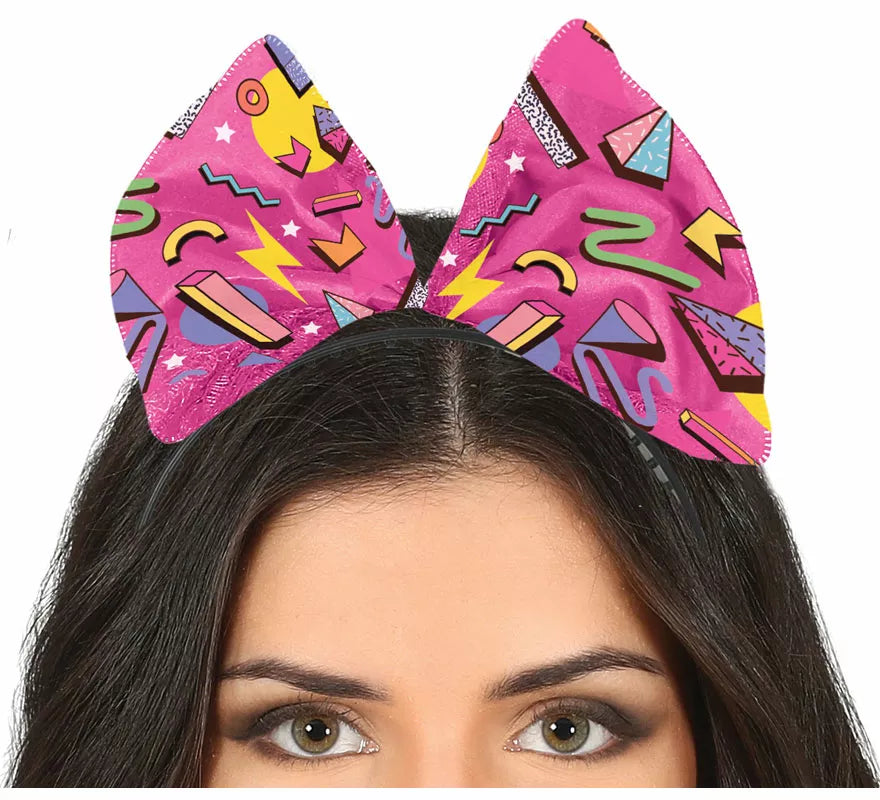 Translation missing: es.Diadema Lazo Fucsia con estampado de los Años '80