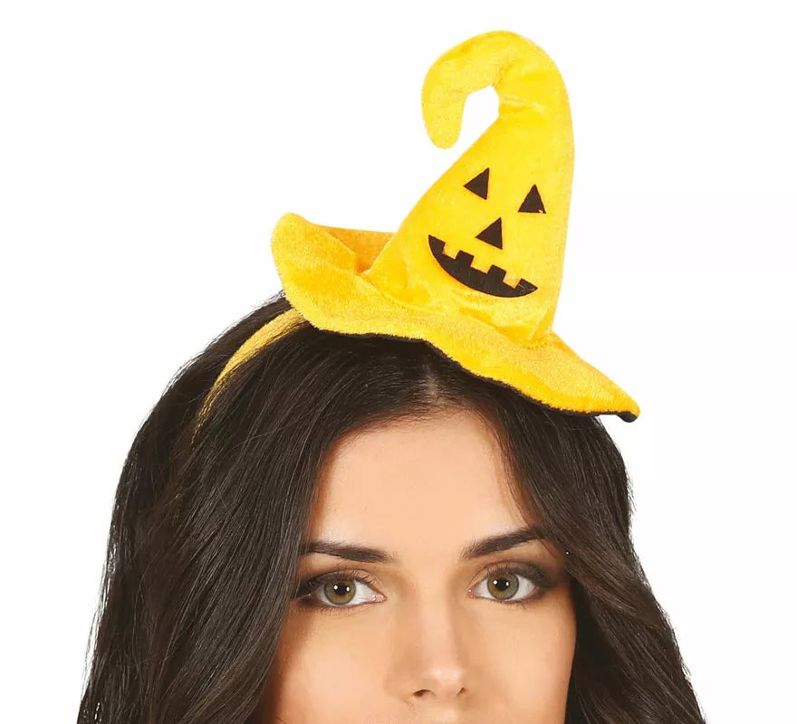 Translation missing: es.Diadema Mini Sombrero de Bruja con Calabaza Sonriente