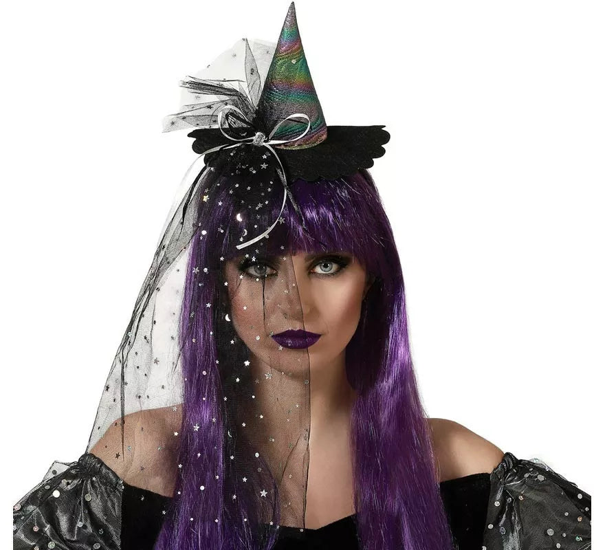 Translation missing: es.Diadema Mini Sombrero de Bruja Metalizado Multicolor