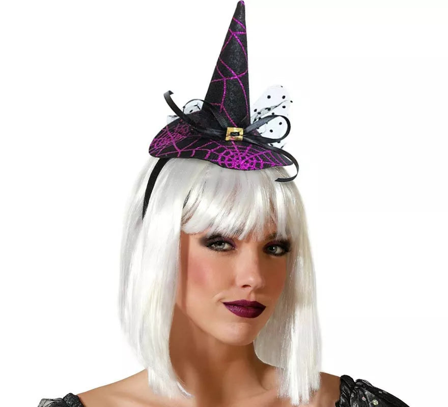 Diadema Mini Sombrero de Bruja Morado