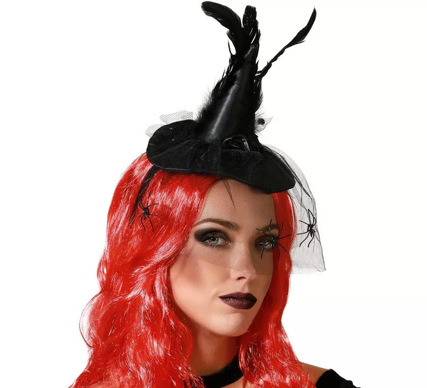 Translation missing: es.Diadema Mini Sombrero de Bruja Plumas Negro