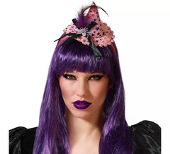 Diadema Mini Sombrero de Bruja Rosa