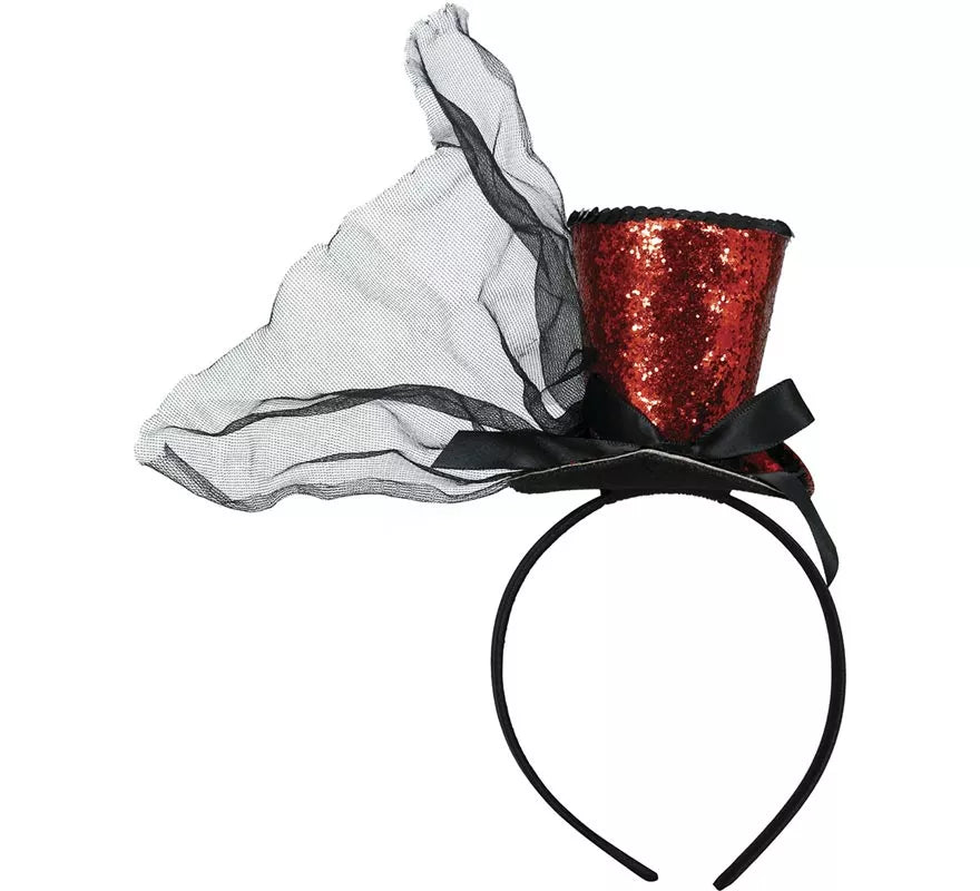 Translation missing: es.Diadema Minisombrero Chistera roja