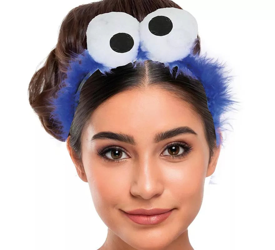 Diadema Monstruo Azul con Plumas