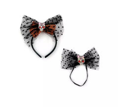 Diadema y Pajarita Calavera con lunares