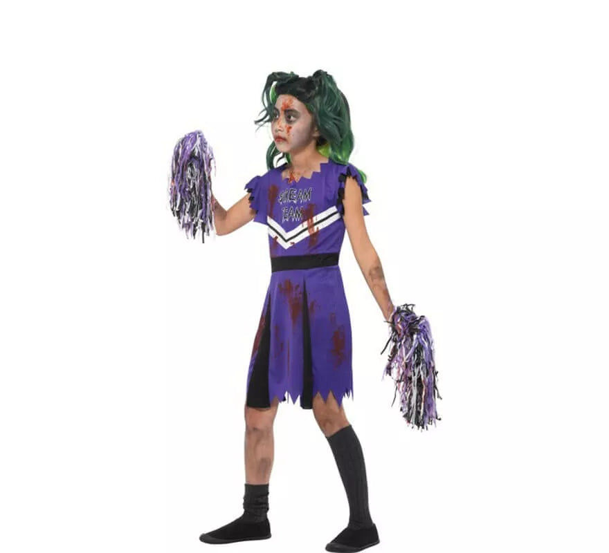 Translation missing: es.Disfraz Animadora Morada Zombie para niña