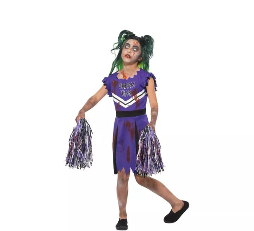 Translation missing: es.Disfraz Animadora Morada Zombie para niña
