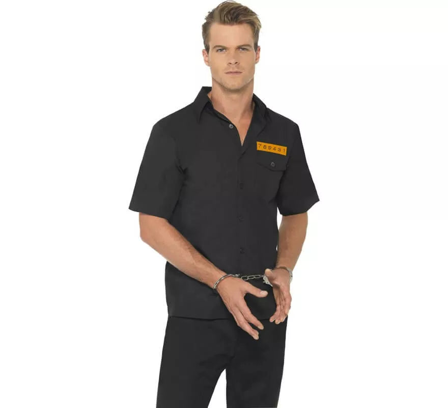 Translation missing: es.Disfraz Camisa Negra de Presidiario para Hombre