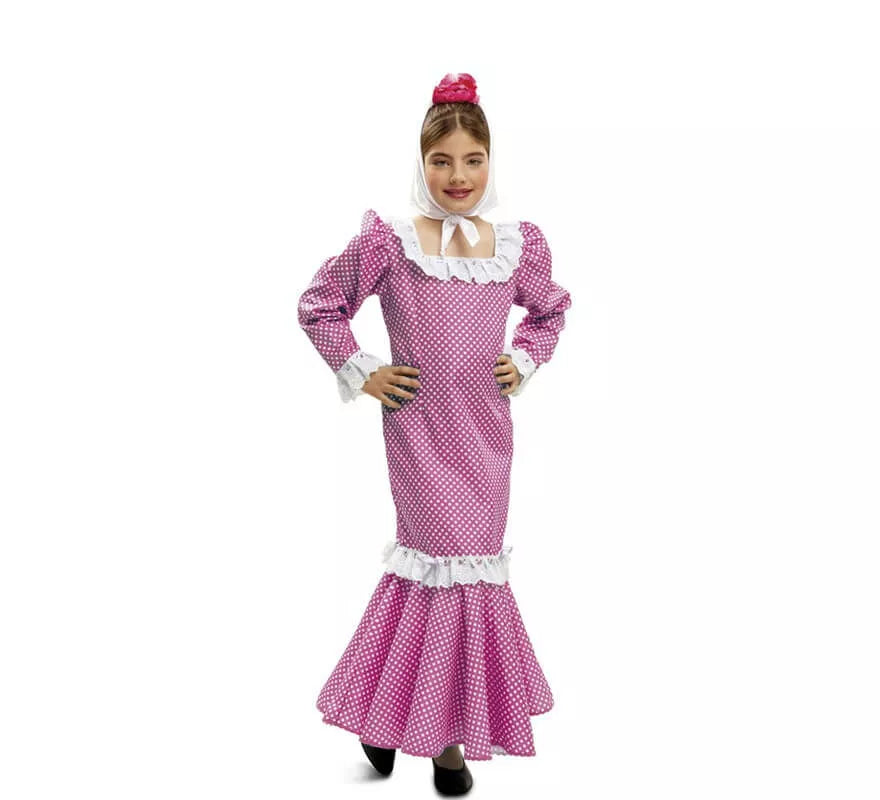 Translation missing: es.Disfraz chulapa o madrileña rosa para niña