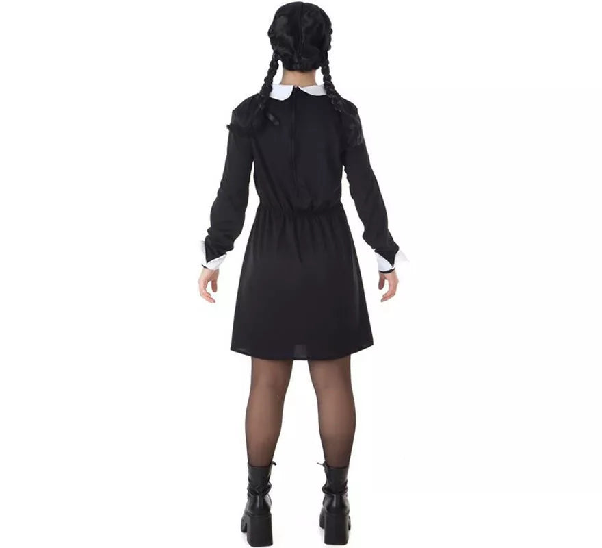 Translation missing: es.Disfraz con peluca de Niña Siniestra Clásico negro para mujer