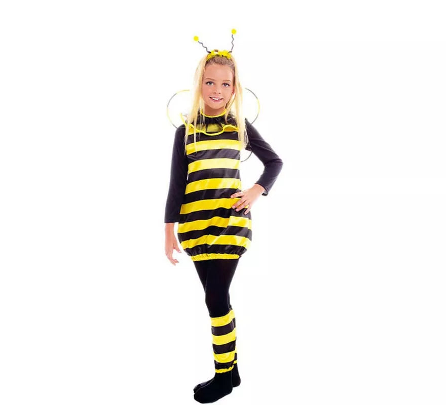 Translation missing: es.Disfraz de Abeja negro y amarillo con alas para niña