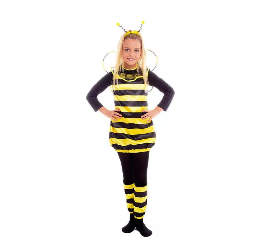 Translation missing: es.Disfraz de Abeja negro y amarillo con alas para niña
