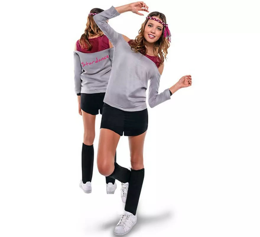 Translation missing: es.Disfraz de Aerobic ochentero gris para mujer