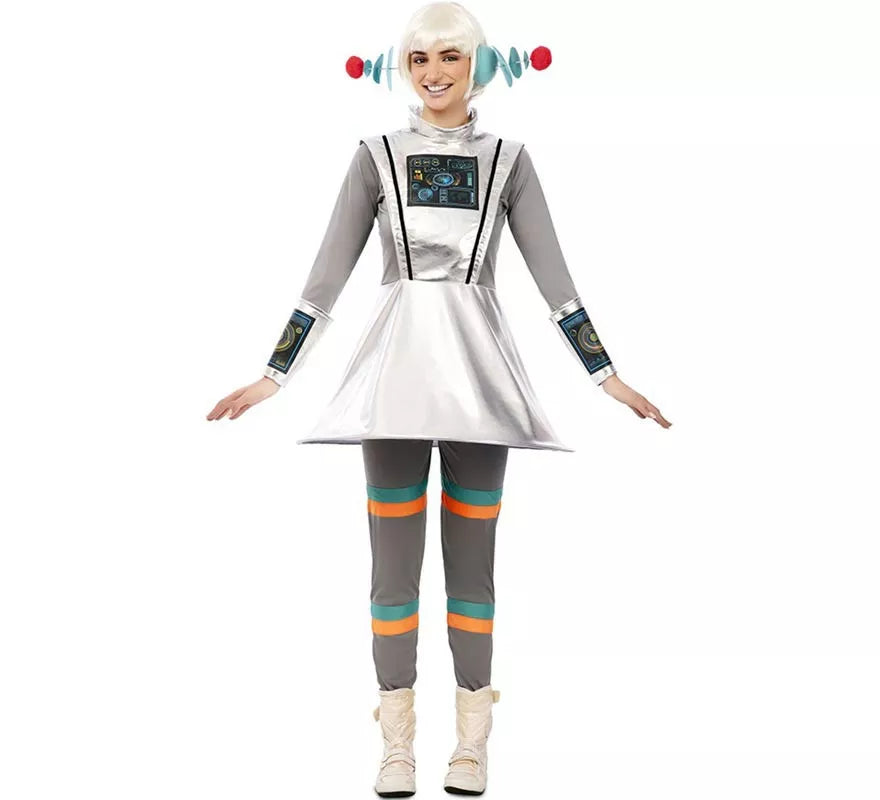 Translation missing: es.Disfraz de Agente Espacial gris con muñequeras para mujer