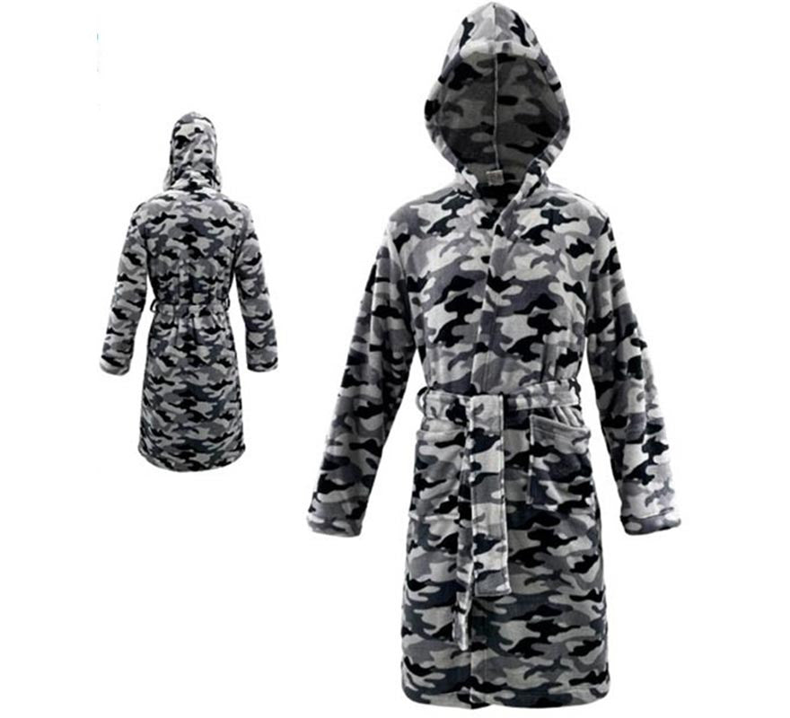 Translation missing: es.Disfraz Albornoz Camuflaje Gris para niños