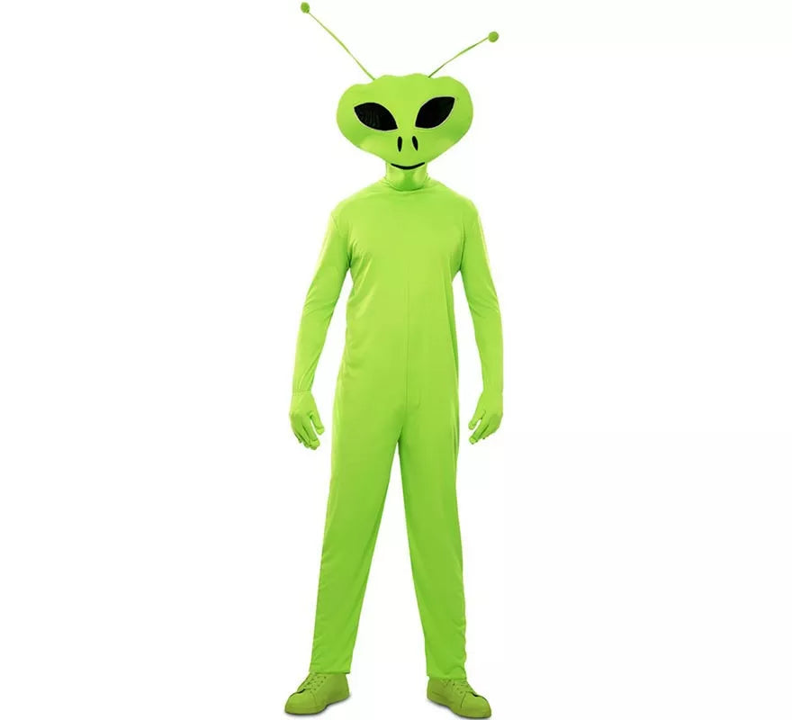 Translation missing: es.Disfraz de Alien clásico verde con máscara para hombre